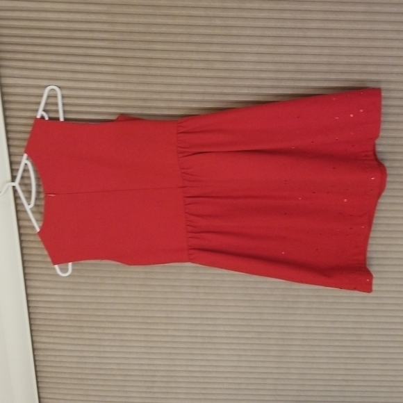 𝅺Valentine dress Girls Sz 10 140/64 Vintage Red Dress Red Sequin Bow Sleeveless - Picture 7 of 12